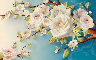 Фотообои для спальни пастельные цвета 368 x 254 см 3D Букет прекрасных  цветов (13299P8)+клей (ID#1400008119), цена: 1400 ₴, купить на Prom.ua
