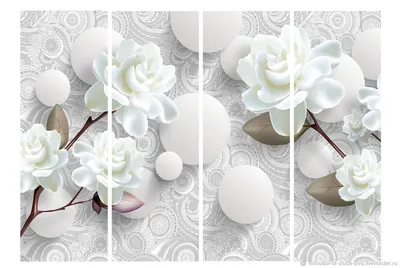 Обои: 3D Белые цветы. 2300 мм х 3200 мм, 4 полосы в интернет-магазине  Ярмарка Мастеров по цене 8100 ₽ – T4NA2BY | Обои, Нижний Новгород -  доставка по России