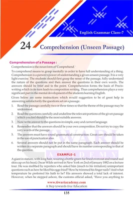 Class 7 English Grammar Chapter 24 Comprehension or Unseen Passage.