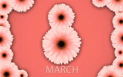 Обои на рабочий стол Открытка с розовыми тюльпанами, (с 8 марта), обои для  рабочего стола, скачать обои, обои бесплатно