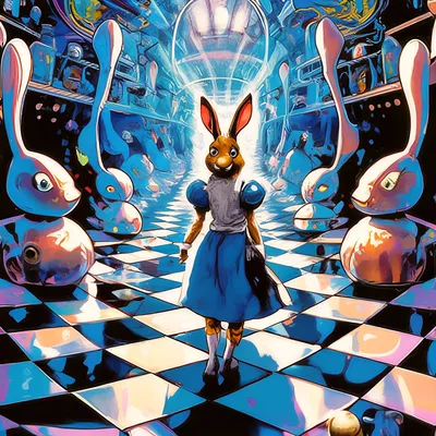 Алиса в Зазеркалье, шахматы, кролик…» — создано в Шедевруме
