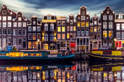 Обои Города Амстердам (Нидерланды), обои для рабочего стола, фотографии  города, амстердам , нидерланды, канал, огни, дома, вечер, амстердам, город  Обои для рабочего стола, скачать обои картинки заставки на рабочий стол.