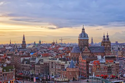 Фотообои \"Амстердам на закате. Нидерланды\" - Арт. 080170 | Купить в  интернет-магазине Уютная стена