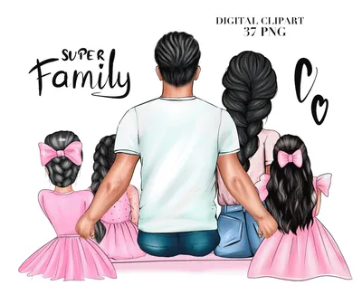 Family Clipart, Father Mother Daughters Clipart, Dad Mom 3 Girls Clipart,  Father Clipart, Mother Clipart - Etsy