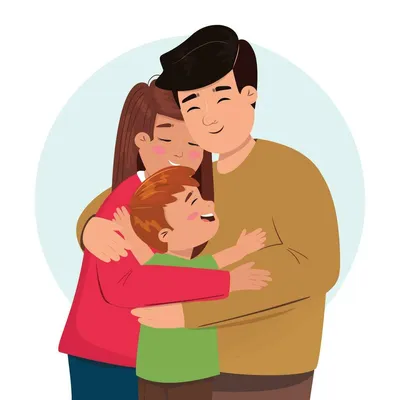 Loving family with a boy. Parents hugging their son 27626684 Vector Art at  Vecteezy