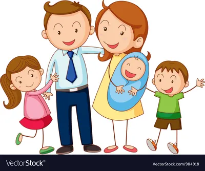 Family members with parents and kids on white Vector Image