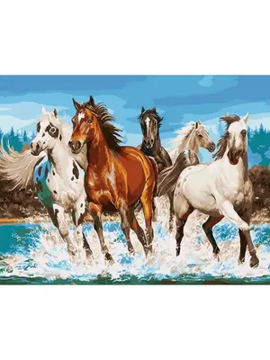Купить Семь бегущих лошадей, холст, картины, животные, настенные  художественные постеры и принты, лошади, домашний декор, фотографии | Joom