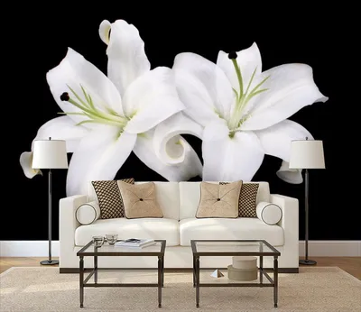 Фотообои Dekor Vinil, 3д стерео обои, цветы, обои лилии, геометрия, белые  цветы,обои в гостиную,роспись для спальни | AliExpress