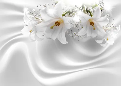 3d обои для комнаты Белые лилии.: стоковая иллюстрация, 1174129960 |  Shutterstock