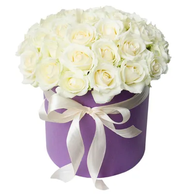 Композиция Белые розы в шляпной коробке» с розами - купить в Смоленске за 4  730 руб