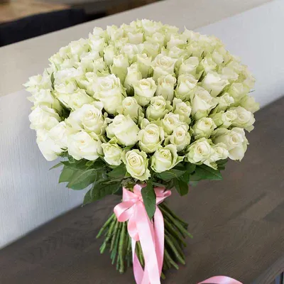 Букет из 51 белой розы эквадор 70 см - Арт. 966