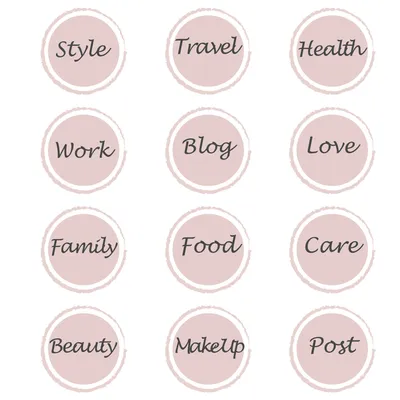 Instagram highlight icons in light color. Lettering food, travel, beauty,  animals, work, family, love. Highlights. Story Highlight Covers. 13403023  Vector Art at Vecteezy