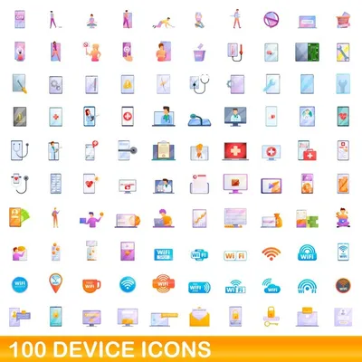 Premium Vector | 100 device icons set. cartoon illustration of 100 device  icons set isolated