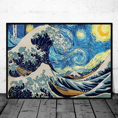Картина Большая волна в Канагаве 1832г, 78,5х100см Картины в Квартиру -  купить в Москве, цены на Мегамаркет