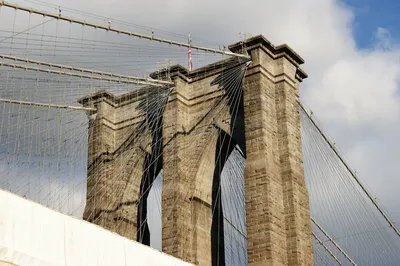 Обои на рабочий стол Вечерний Бруклинский мост / Brooklyn Bridge, и вид на  вечерний Нью-Йорк / New York, обои для рабочего стола, скачать обои, обои  бесплатно