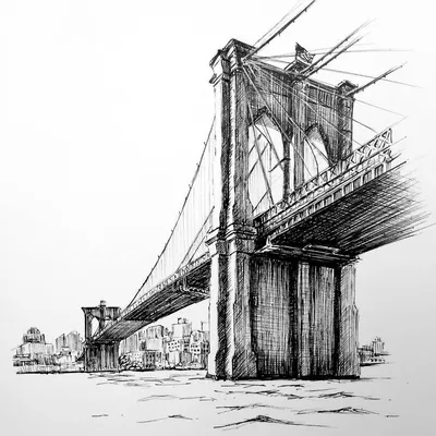 Фотообои \"Бруклинский мост и огни ночного города\" №1959 на заказ под свой  размер - fotooboi.biz