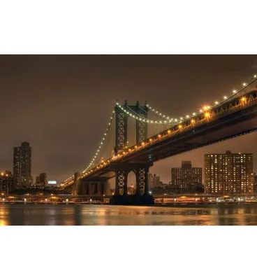 Картина маслом \"Нью-Йорк, вид на город через Бруклинский мост\" 75x100  CV171106 купить в Москве
