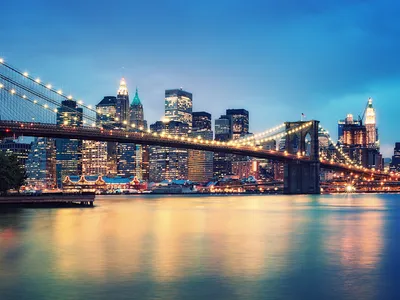 ᐉ 3д обои вид ночной Бруклинский мост на стене | Стереоскопические обои для  стен купить недорого — компания Textura Wall