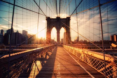 Бруклинский Мост - Фотообои на стену по Вашим размерам в Екатеринбурге.  Заказать обои Бруклинский Мост - (12237)