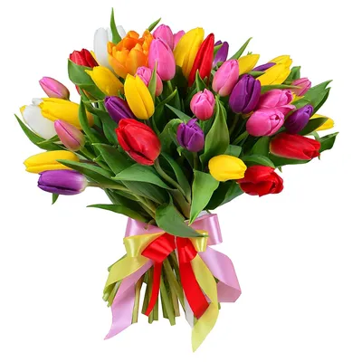 Букет 8 марта» с гипсофилами и тюльпанами - купить во Владикавказе за 5 210  руб