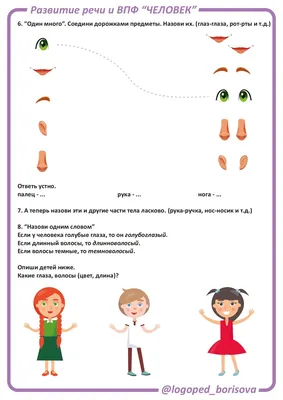 Части тела на английском для детей | Карточки скачать