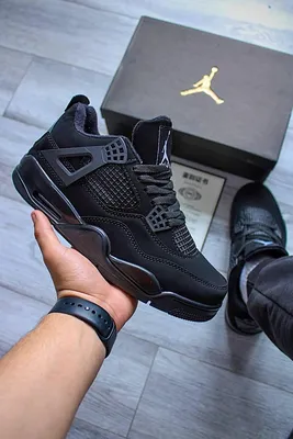 Кроссовки Nike Air Jordan Retro 4 женские/мужские чёрные, арт. N1549