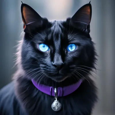 черный кот с голубыми глазами - YouTube