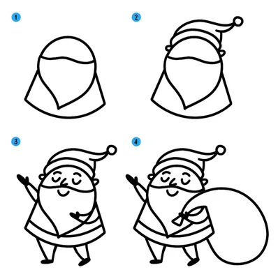 Рисунки новогоднего Деда Мороза для срисовки