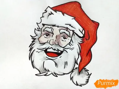 Как нарисовать лицо Деда Мороза поэтапно 9 уроков