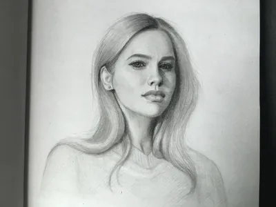 Нарисованная женщина, рисунок карандашом, карандашные портреты по фото.