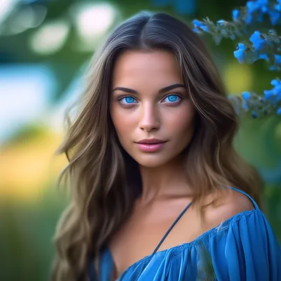 Девушек с голубыми глазами