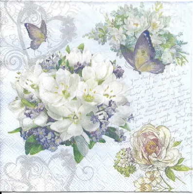 Салфетки для декупажа Бабочки и летние цветы в интернет магазине Арт Декупаж
