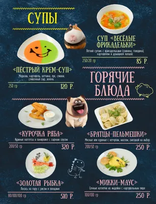 Детское меню в кафе и ресторанах Великого Новгорода