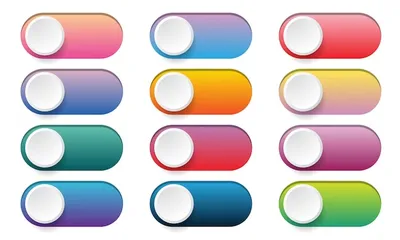 Кнопки тумблера выкл / вкл. веб-значок набор кнопок градиента цвета  ползунки | Премиум векторы