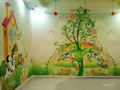 Роспись стен в детском саду картинки - 35 фото