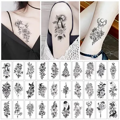 Купить Набор временных татуировок «Цветы»30 шт. - цена, отзывы, обзор |  Zabaganka