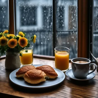 Доброе утро в дождь» — создано в Шедевруме