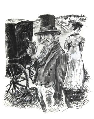Иллюстрация А. Пушкин «Дубровский» в стиле книжная графика |