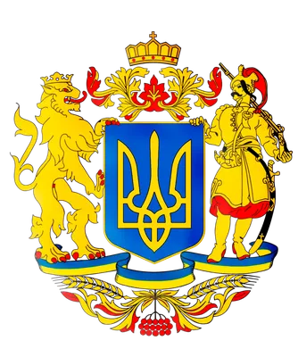 Красный герб Украины на черном фоне