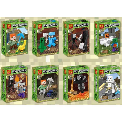 Герои, оружие героев Майнкрафт Minecraft 3 вида, на листе + 3 фигурки JL  19015-2 в NuKupi - Інтернет-магазин дитячих товарів