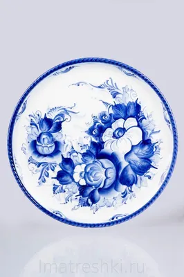 Декоративная тарелка Гжель, 16 см - купить по доступным ценам в  интернет-магазине OZON (391299254)