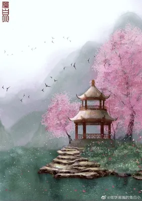 Картинки Япония, природа, пейзаж, гора, фуджи, фонари, пагода, утро,  рассвет - обои 1920x1080, картинка №284334