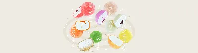 Иллюстрация Японские сладости. Моти. в стиле 2d, другое |