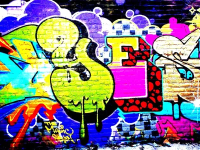 Скачать 1280x960 граффити, яркие цвета, разноцветный, стена, кирпичный обои,  картинки стандарт 4:3