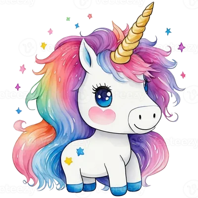 Cute unicorns with rainbow hair, AI Generative 24507772 PNG