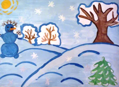 Детские рисунки на тему зима карандашом - 83 фото