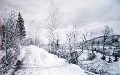 Зима карандашом простым рисунок - 60 фото