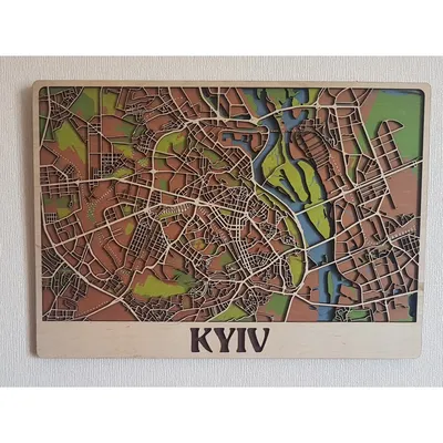 Деревянная схема декоративная карта Киева на стену из фанеры интерьерная –  купить деревянные карты | Цена | Украина