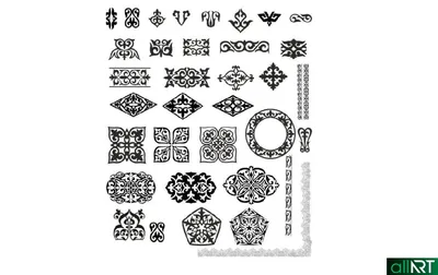 Казахский орнамент набор элементов. Этническая картина. - рисунок в векторе