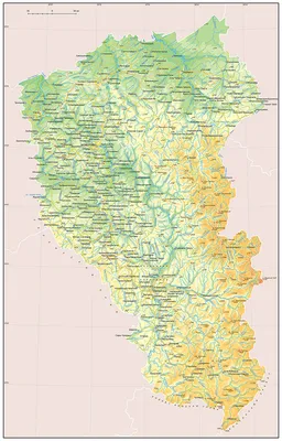 Кемеровская область. Физическая карта - Регионы - Каталог | Каталог  векторных карт